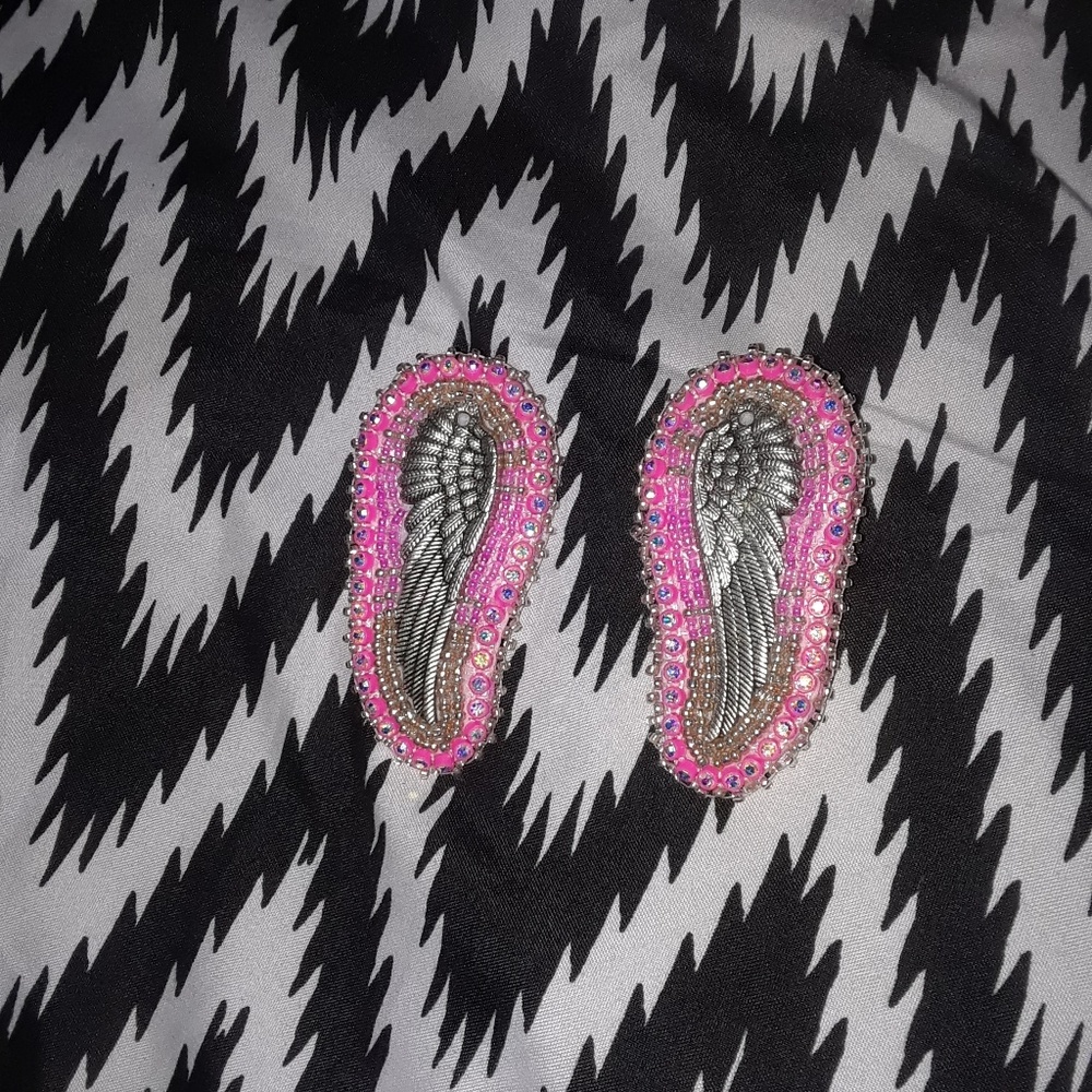 Handmade  n crafted beaded angel wings earrings